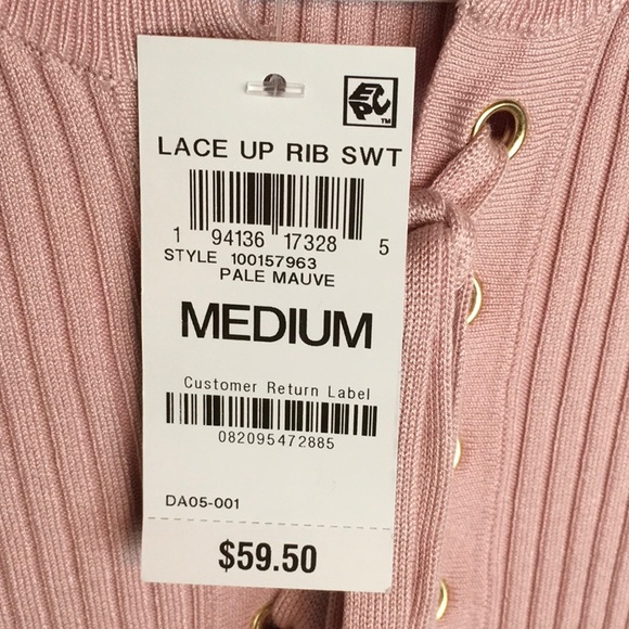 NWT Lilac Lace Up Sweater - Picture 5 of 7